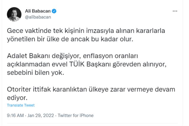 Bakan değişikliğiyle ilgili muhalefette ilk yorum Babacan